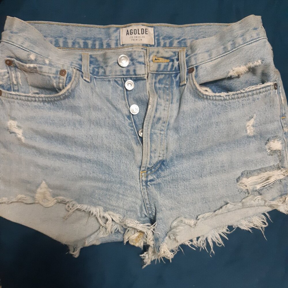 denim shorts distressed AGOLDE parker vintage